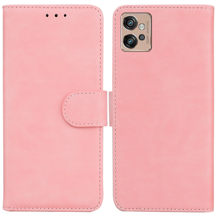 For Motorola Moto G32 Skin Feel Pure Color Flip Leather Phone Case