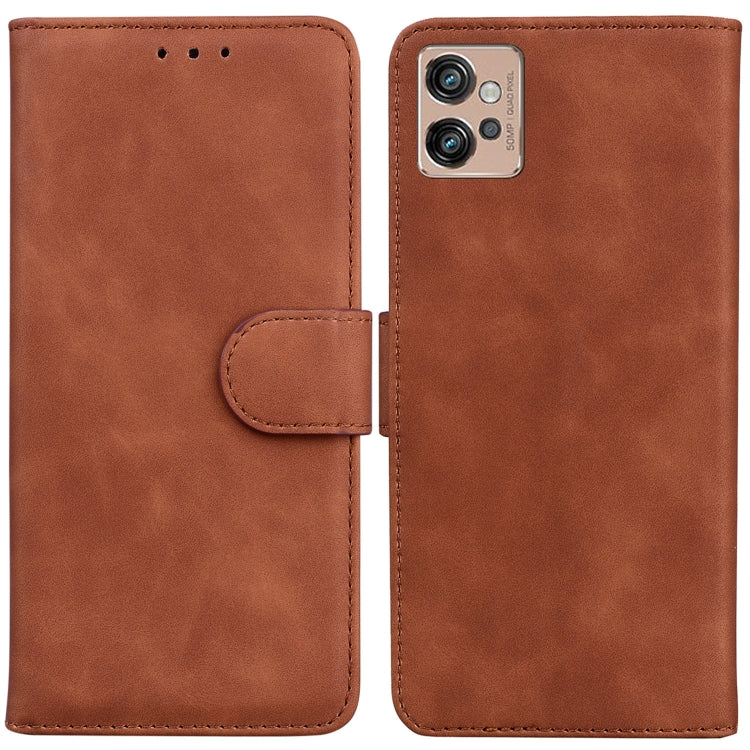 For Motorola Moto G32 Skin Feel Pure Color Flip Leather Phone Case