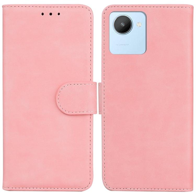 For Realme C30 Skin Feel Pure Color Flip Leather Phone Case