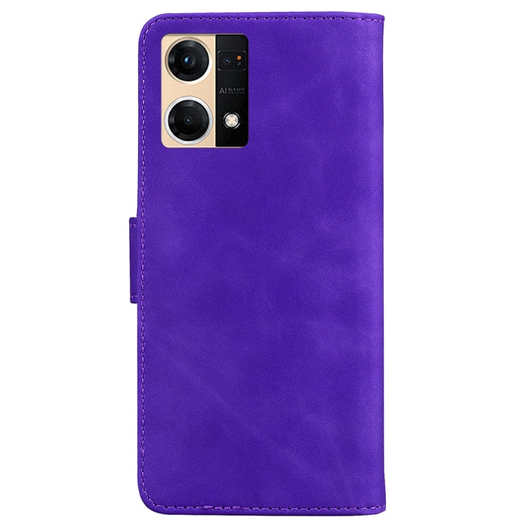 For OPPO Reno7 4G Skin Feel Pure Color Flip Leather Phone Case