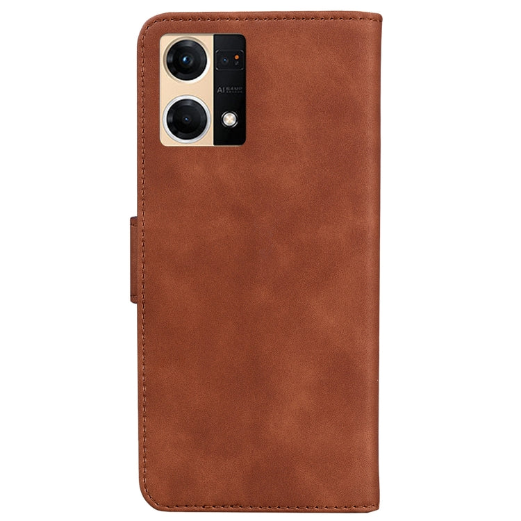 For OPPO Reno7 4G Skin Feel Pure Color Flip Leather Phone Case