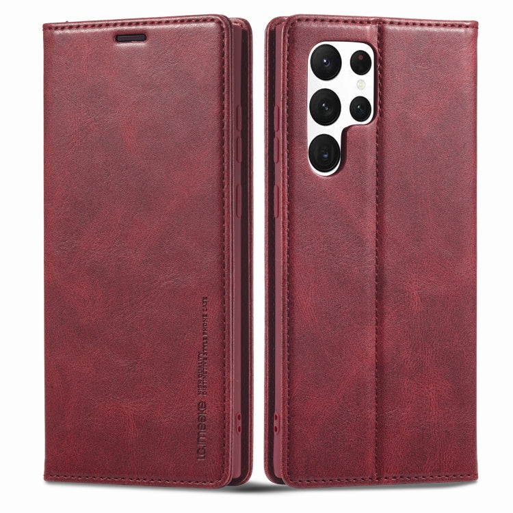For Samsung Galaxy S22 Ultra 5G LC.IMEEKE RFID Anti-theft Leather Phone Case