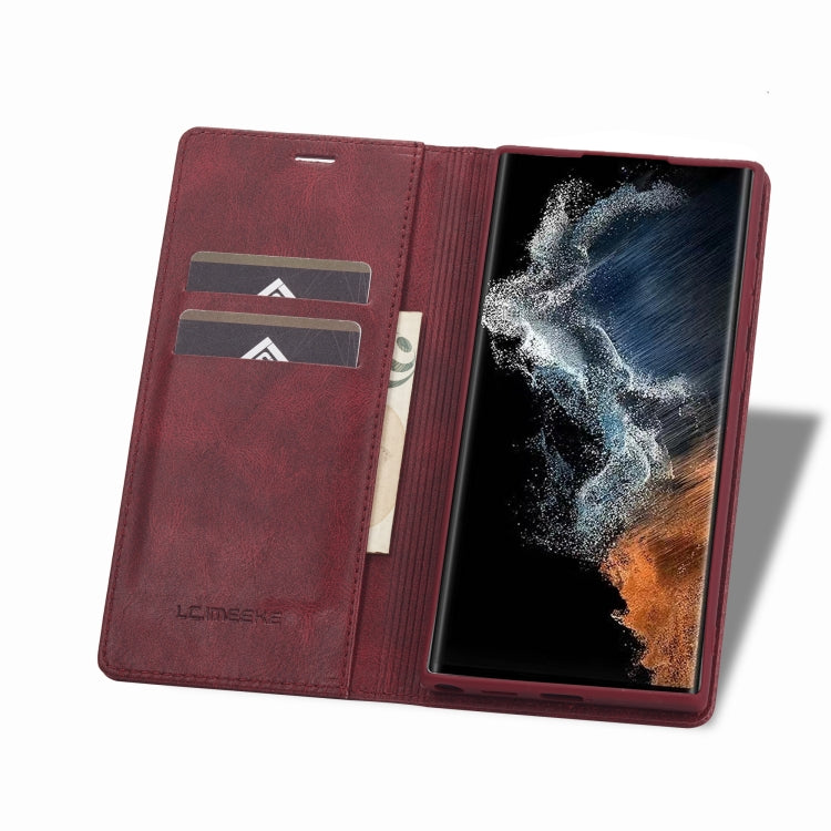 For Samsung Galaxy S22 Ultra 5G LC.IMEEKE RFID Anti-theft Leather Phone Case