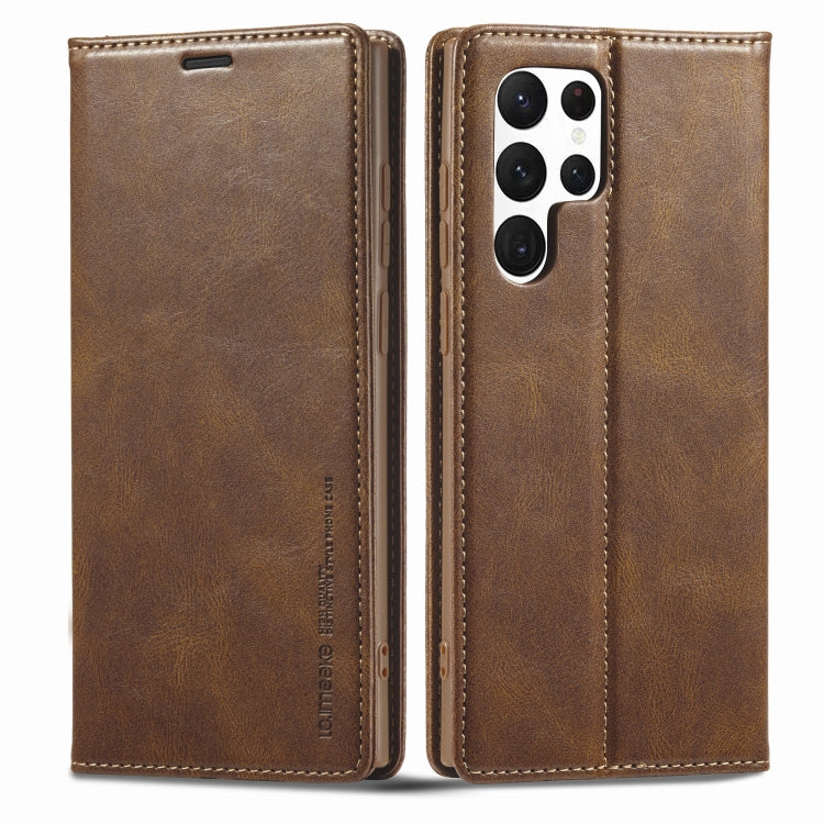 For Samsung Galaxy S22 Ultra 5G LC.IMEEKE RFID Anti-theft Leather Phone Case