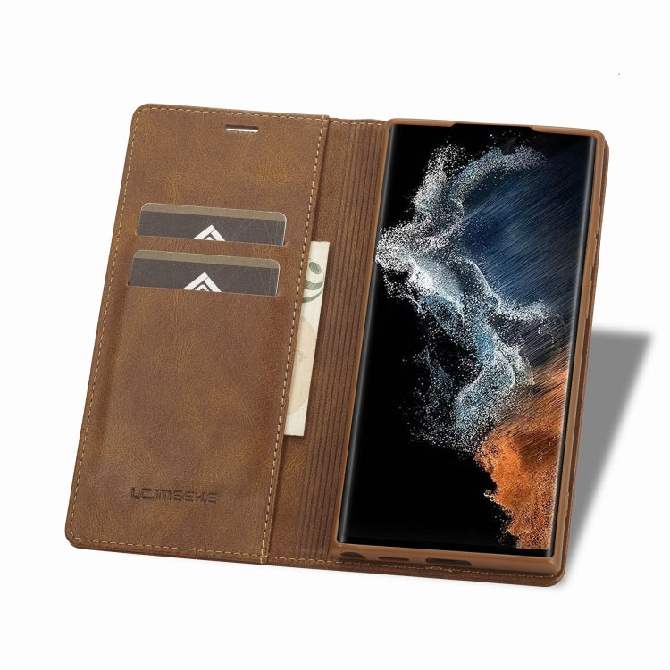 For Samsung Galaxy S22 Ultra 5G LC.IMEEKE RFID Anti-theft Leather Phone Case