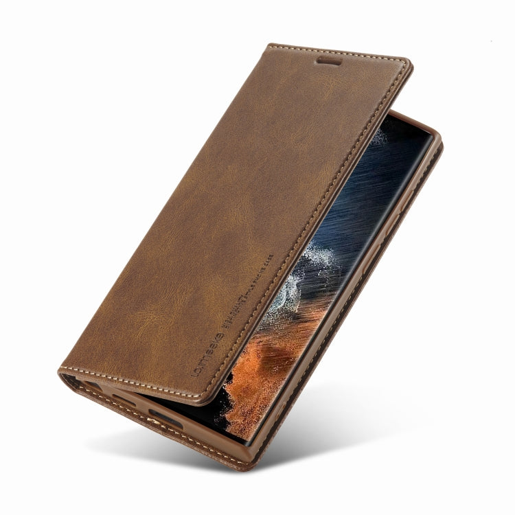 For Samsung Galaxy S22 Ultra 5G LC.IMEEKE RFID Anti-theft Leather Phone Case