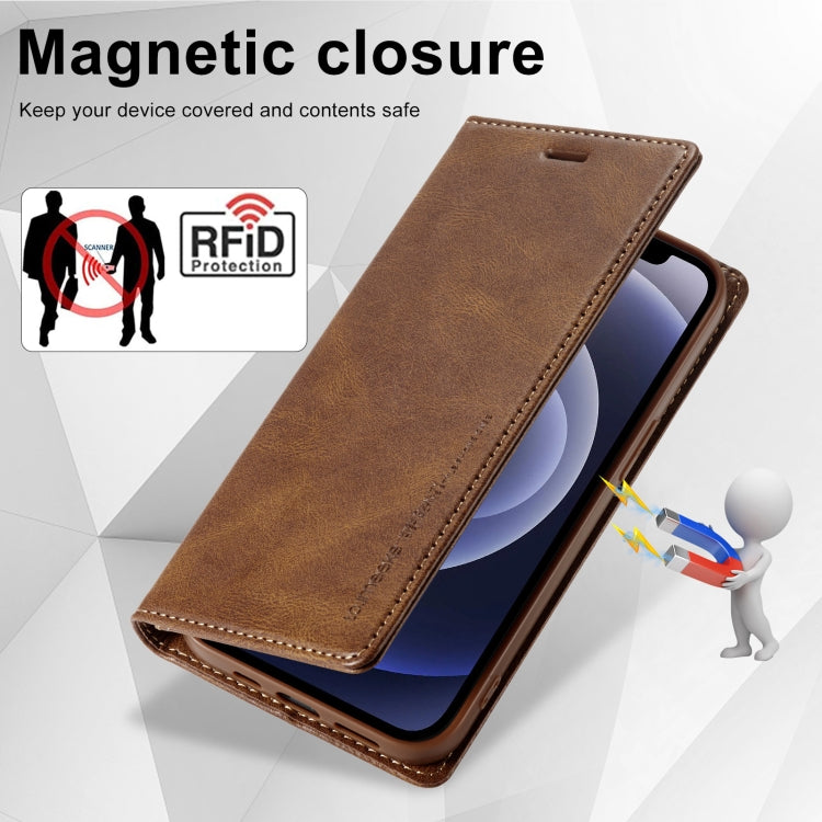 For iPhone 12 mini LC.IMEEKE RFID Anti-theft Leather Phone Case
