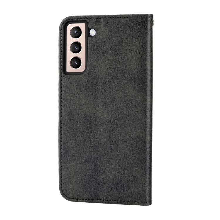 For Samsung Galaxy S21 5G Cubic Grid Calf Texture Magnetic Closure Leather Phone Case