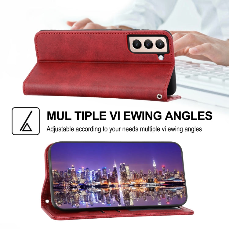 For Samsung Galaxy S21 5G Cubic Grid Calf Texture Magnetic Closure Leather Phone Case