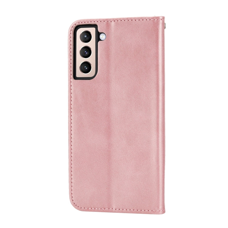 For Samsung Galaxy S21 5G Cubic Grid Calf Texture Magnetic Closure Leather Phone Case