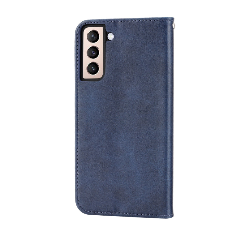 For Samsung Galaxy S21 5G Cubic Grid Calf Texture Magnetic Closure Leather Phone Case
