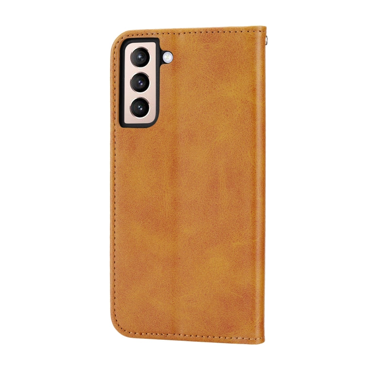 For Samsung Galaxy S21 5G Cubic Grid Calf Texture Magnetic Closure Leather Phone Case