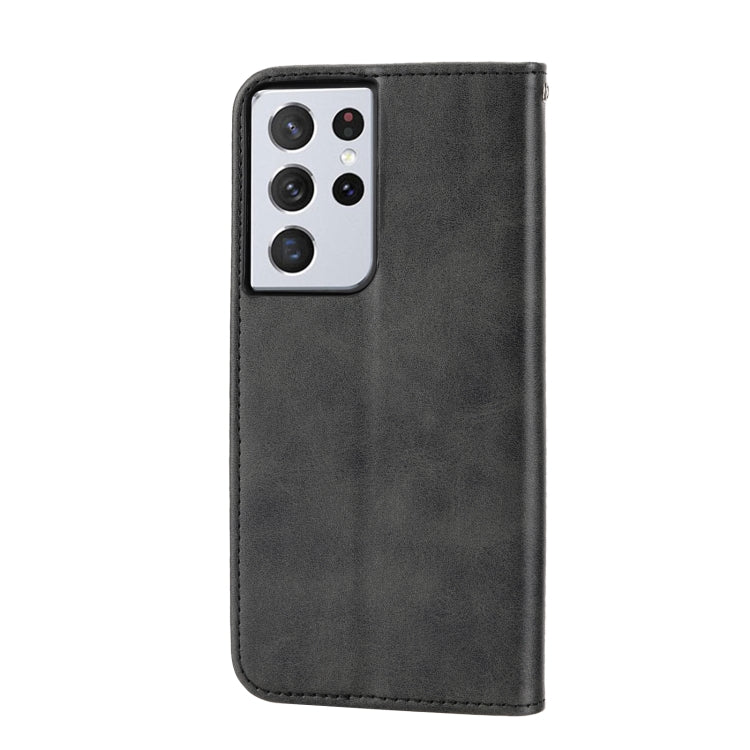 For Samsung Galaxy S21 Ultra 5G Cubic Grid Calf Texture Magnetic Closure Leather Phone Case