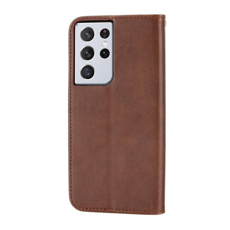 For Samsung Galaxy S21 Ultra 5G Cubic Grid Calf Texture Magnetic Closure Leather Phone Case