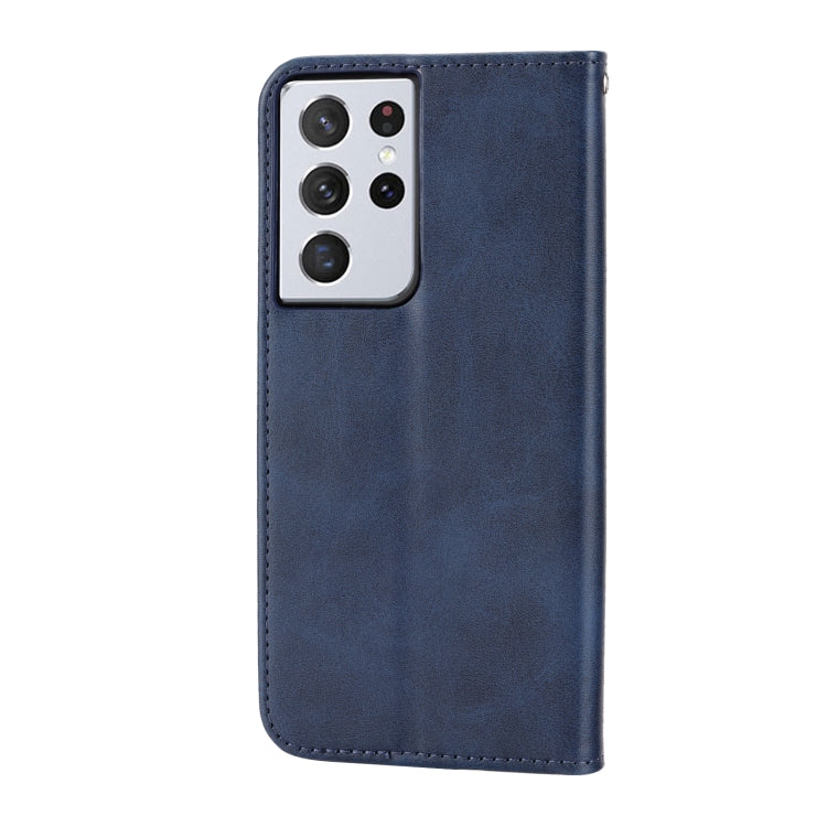 For Samsung Galaxy S21 Ultra 5G Cubic Grid Calf Texture Magnetic Closure Leather Phone Case