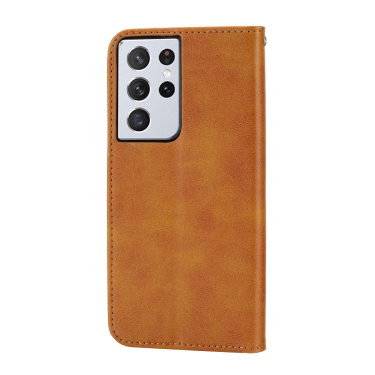 For Samsung Galaxy S21 Ultra 5G Cubic Grid Calf Texture Magnetic Closure Leather Phone Case