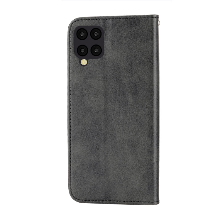 For Samsung Galaxy A12 5G Cubic Grid Calf Texture Magnetic Closure Leather Phone Case