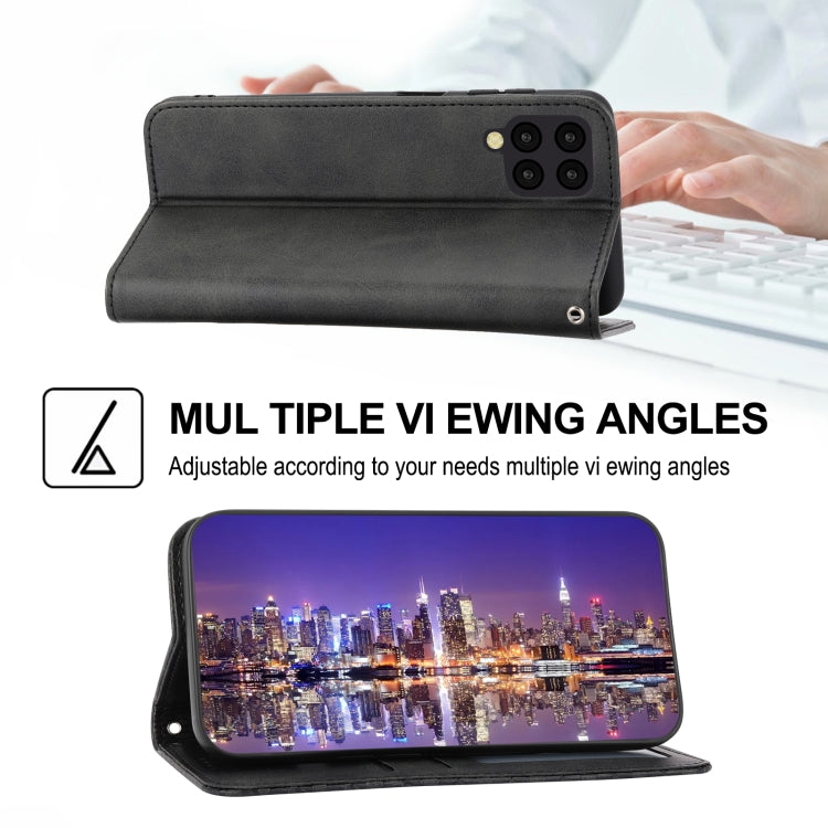 For Samsung Galaxy A12 5G Cubic Grid Calf Texture Magnetic Closure Leather Phone Case
