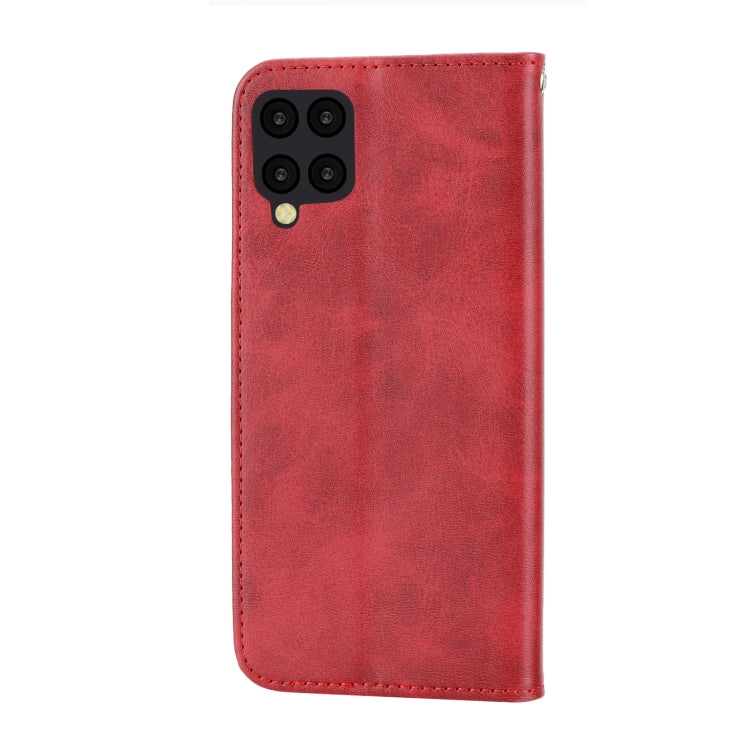 For Samsung Galaxy A12 5G Cubic Grid Calf Texture Magnetic Closure Leather Phone Case