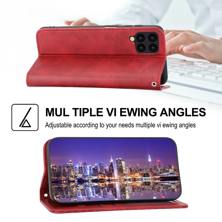 For Samsung Galaxy A12 5G Cubic Grid Calf Texture Magnetic Closure Leather Phone Case