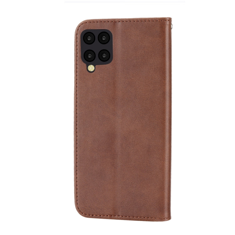 For Samsung Galaxy A12 5G Cubic Grid Calf Texture Magnetic Closure Leather Phone Case