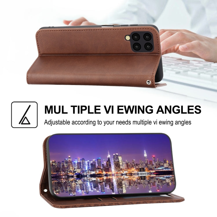 For Samsung Galaxy A12 5G Cubic Grid Calf Texture Magnetic Closure Leather Phone Case