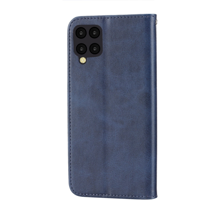 For Samsung Galaxy A12 5G Cubic Grid Calf Texture Magnetic Closure Leather Phone Case