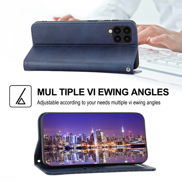 For Samsung Galaxy A12 5G Cubic Grid Calf Texture Magnetic Closure Leather Phone Case