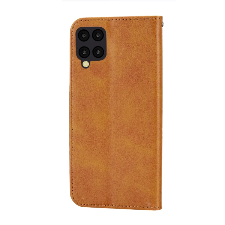 For Samsung Galaxy A12 5G Cubic Grid Calf Texture Magnetic Closure Leather Phone Case