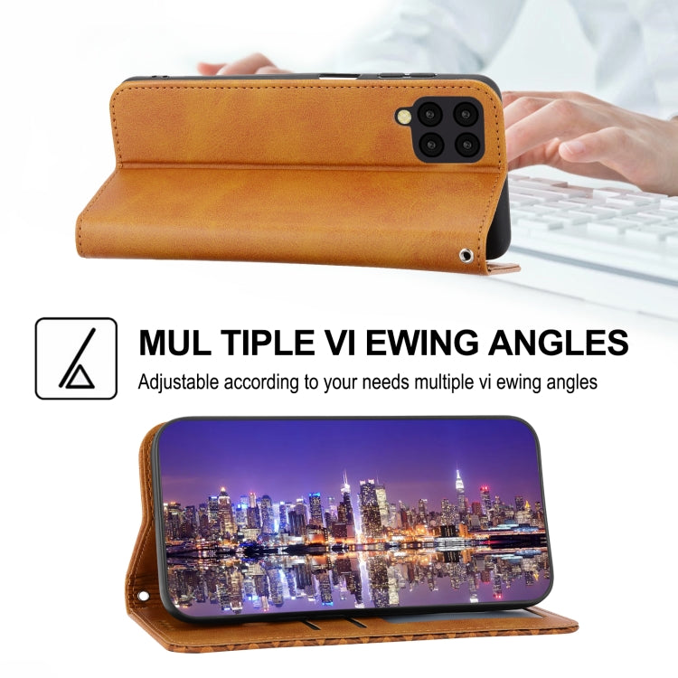 For Samsung Galaxy A12 5G Cubic Grid Calf Texture Magnetic Closure Leather Phone Case