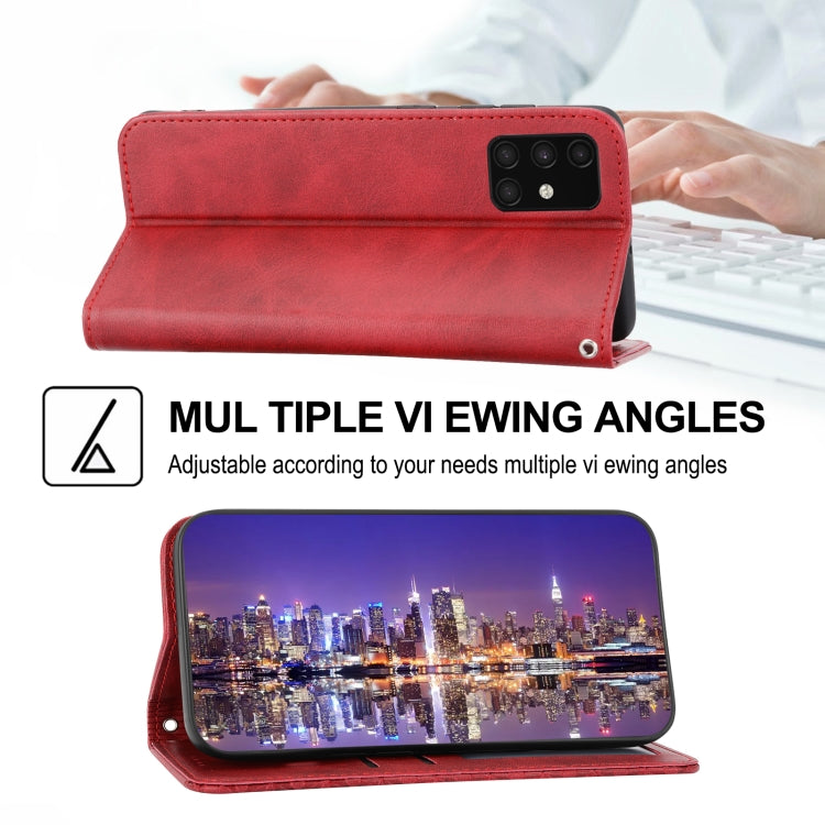 For Samsung Galaxy A71 4G Cubic Grid Calf Texture Magnetic Closure Leather Phone Case