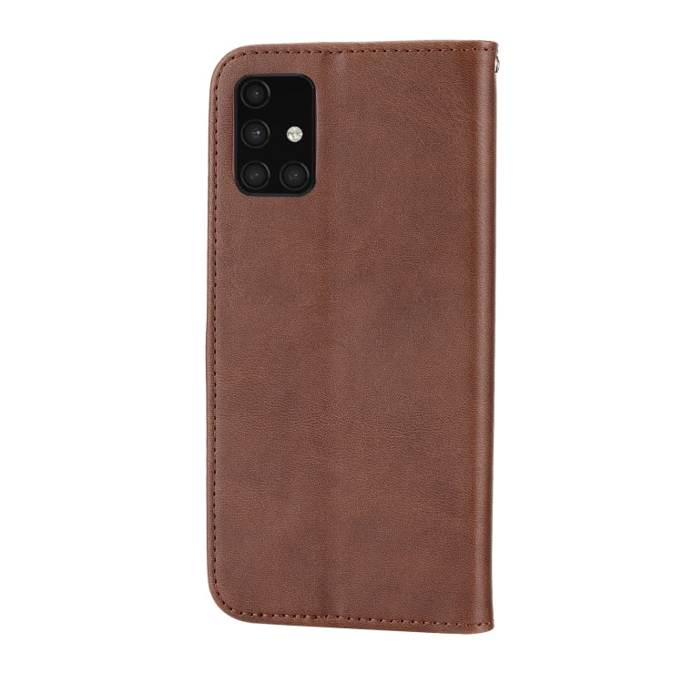 For Samsung Galaxy A71 4G Cubic Grid Calf Texture Magnetic Closure Leather Phone Case