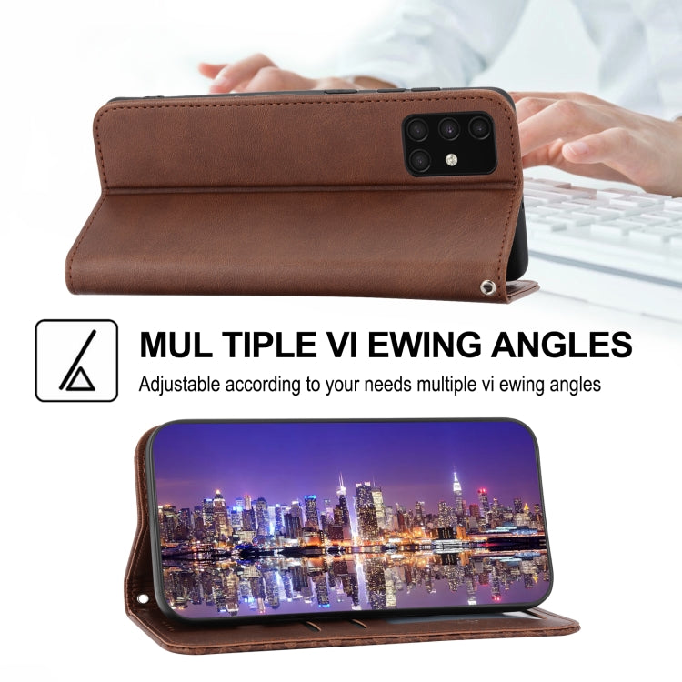 For Samsung Galaxy A71 4G Cubic Grid Calf Texture Magnetic Closure Leather Phone Case