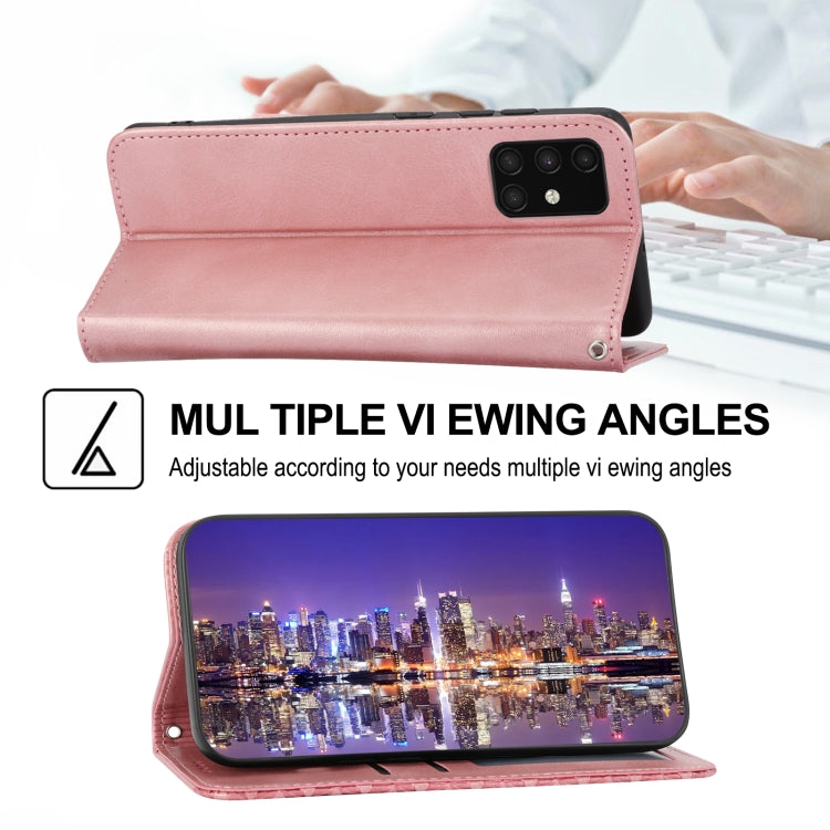 For Samsung Galaxy A71 4G Cubic Grid Calf Texture Magnetic Closure Leather Phone Case