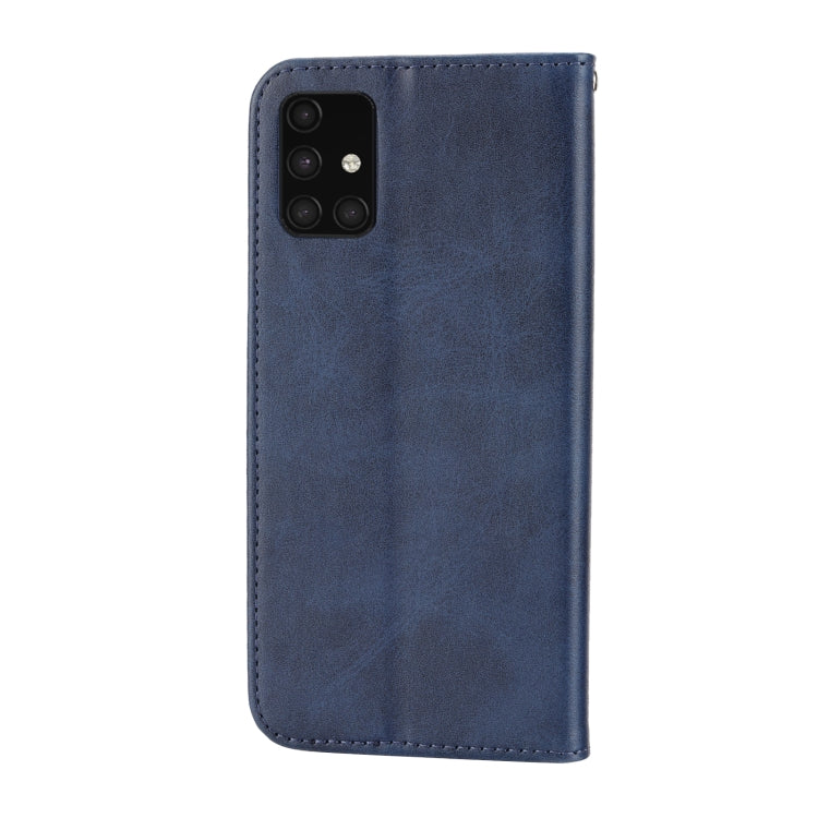 For Samsung Galaxy A71 4G Cubic Grid Calf Texture Magnetic Closure Leather Phone Case