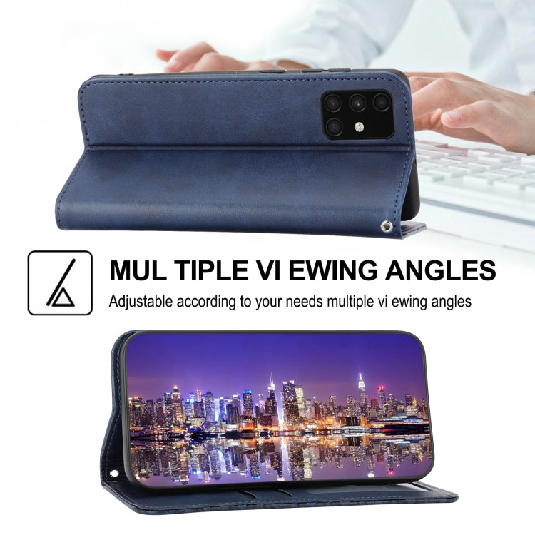 For Samsung Galaxy A71 4G Cubic Grid Calf Texture Magnetic Closure Leather Phone Case