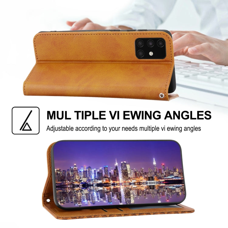For Samsung Galaxy A71 4G Cubic Grid Calf Texture Magnetic Closure Leather Phone Case