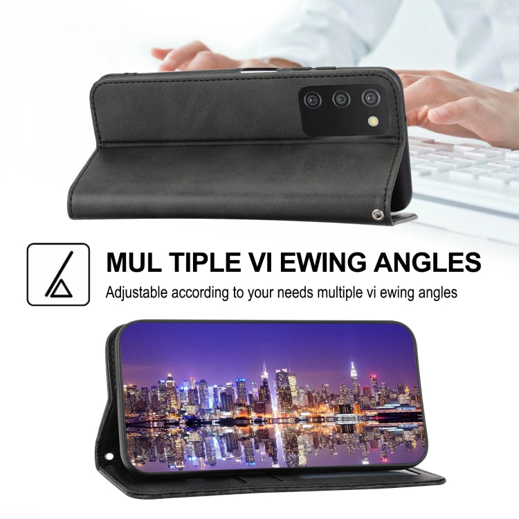 For Samsung Galaxy A03s 166mm Cubic Grid Calf Texture Magnetic Closure Leather Phone Case