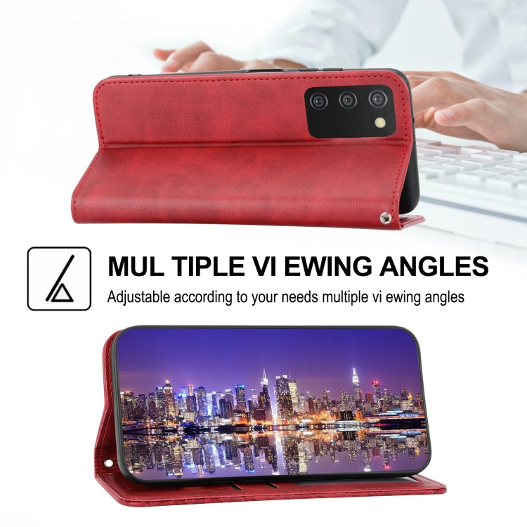 For Samsung Galaxy A03s 166mm Cubic Grid Calf Texture Magnetic Closure Leather Phone Case