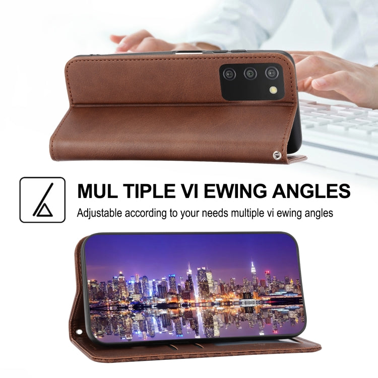 For Samsung Galaxy A03s 166mm Cubic Grid Calf Texture Magnetic Closure Leather Phone Case