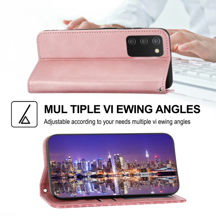 For Samsung Galaxy A03s 166mm Cubic Grid Calf Texture Magnetic Closure Leather Phone Case