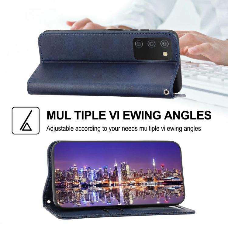 For Samsung Galaxy A03s 166mm Cubic Grid Calf Texture Magnetic Closure Leather Phone Case
