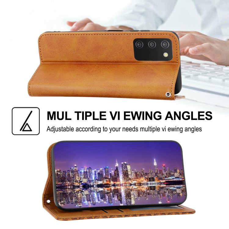For Samsung Galaxy A03s 166mm Cubic Grid Calf Texture Magnetic Closure Leather Phone Case