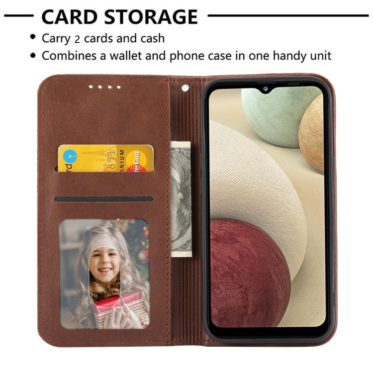 For Samsung Galaxy A03s 165.8mm Cubic Grid Calf Texture Magnetic Closure Leather Phone Case