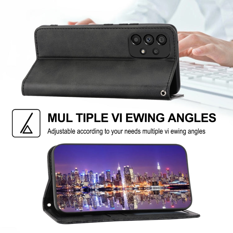 For Samsung Galaxy A53 5G Cubic Grid Calf Texture Magnetic Closure Leather Phone Case