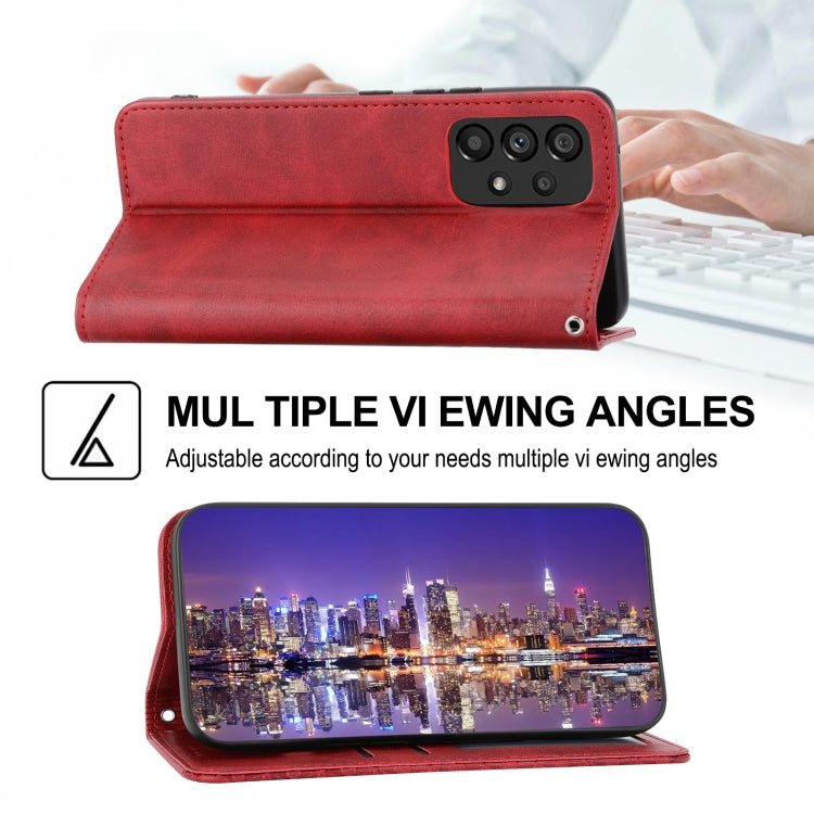For Samsung Galaxy A73 5G Cubic Grid Calf Texture Magnetic Closure Leather Phone Case