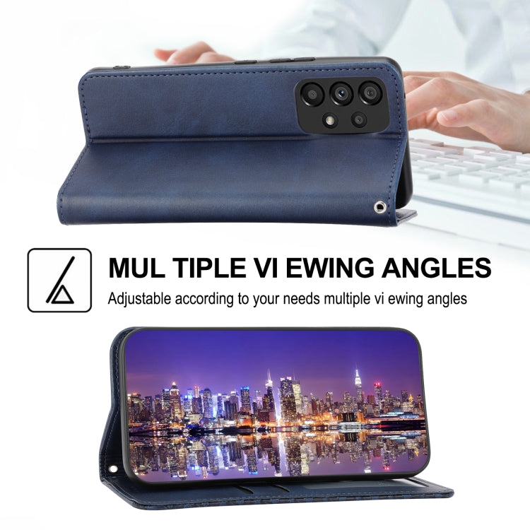 For Samsung Galaxy A73 5G Cubic Grid Calf Texture Magnetic Closure Leather Phone Case