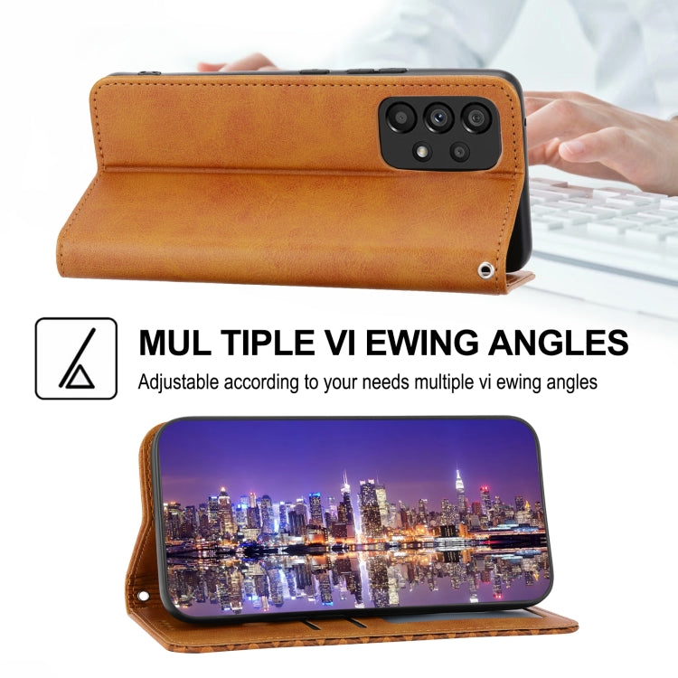 For Samsung Galaxy A73 5G Cubic Grid Calf Texture Magnetic Closure Leather Phone Case
