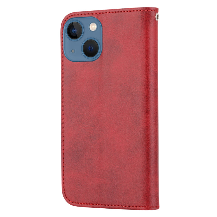For iPhone 14 Cubic Grid Calf Texture Magnetic Closure Leather Phone Case