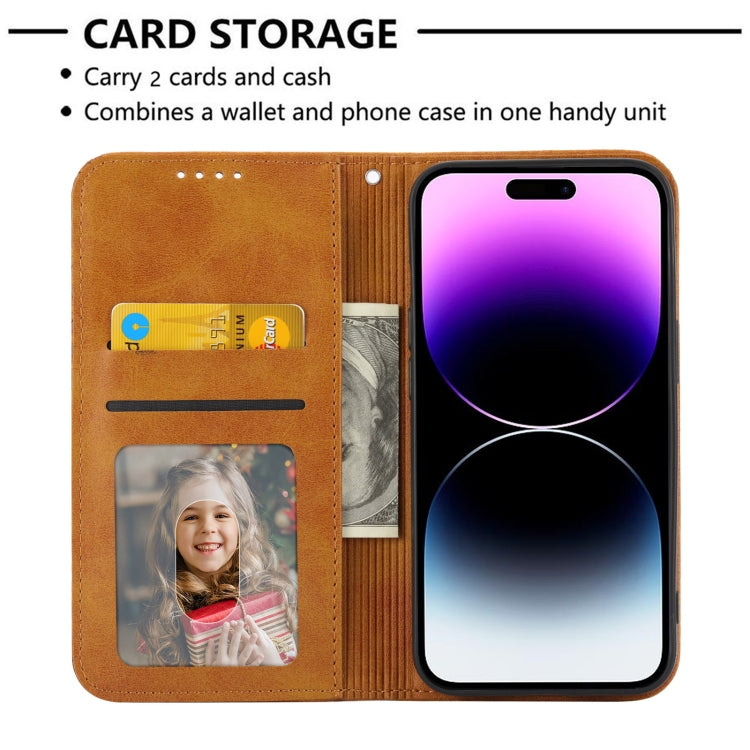 For iPhone 14 Pro Cubic Grid Calf Texture Magnetic Closure Leather Phone Case